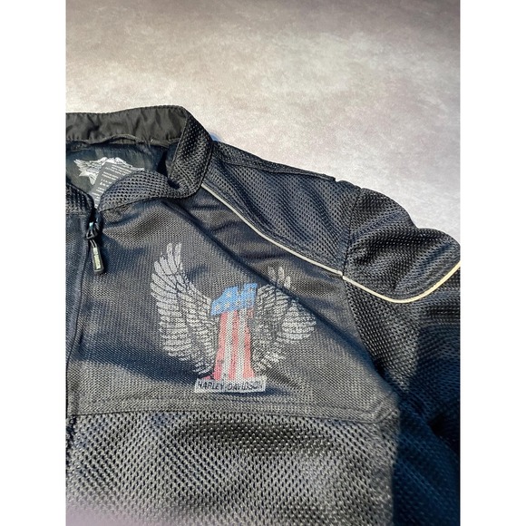 Vintage Harley Davidson Motorcycle Biking Mesh Zip Up Jacket - Picture 4 of 6